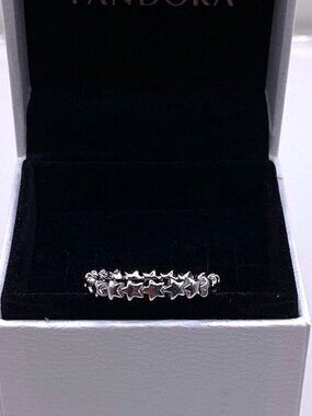 Pandora Ring Stars Sterling Silver S925 ALE Size 8 with Box Size 8